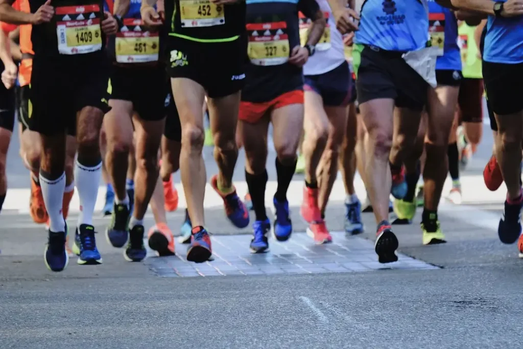 People running on a race track